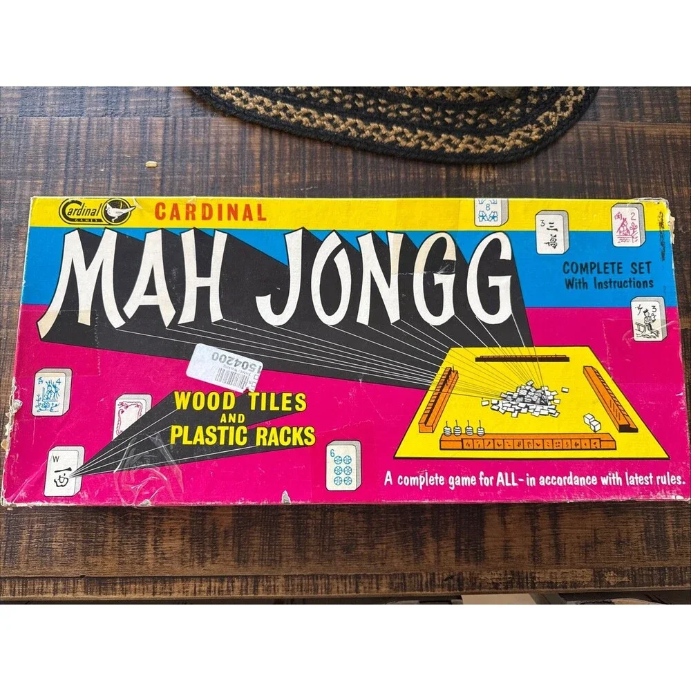 Mah Jongg Vintage Game Set, tiles, 4 Racks, Chips,  & Game Rules - 161 Tiles